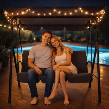 Huśtawka ogrodowa 3-osobowa bujana wolnostojąca stalowa szara MultiGarden-1430777