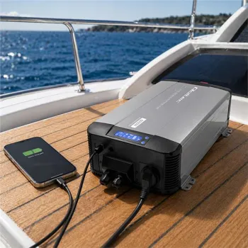 Qoltec Przetwornica napięcia Pure Sine Wave z UPS | 12V na 230V | 3000/6000W | LCD | USB | USB-C | Kompatybilna z LiFeP