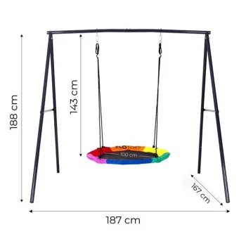 Huśtawka ogrodowa dla dzieci bocianie gniazdo 100 cm stalowy stelaż ECOTOYS-1431986