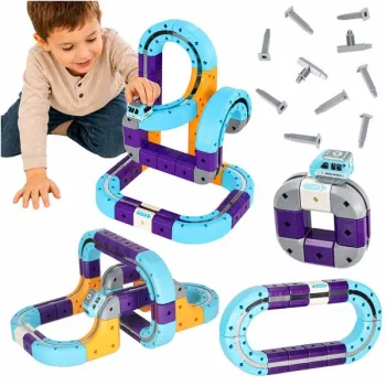 Klocki magnetyczne konstrukcyjne tor wyścigowy auta 54 elementy