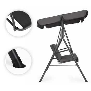 Huśtawka ogrodowa 3-osobowa bujana wolnostojąca stalowa szara MultiGarden-1430782