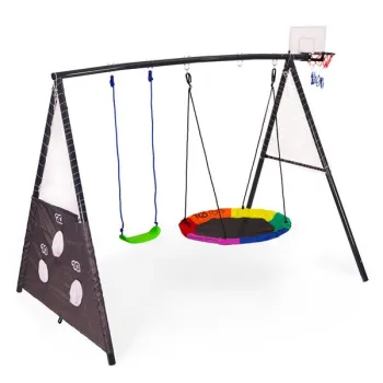 Plac zabaw dla dzieci huśtawka ogrodowa 4w1 kosz do koszykówki bocianie gniazdo ECOTOYS-1434656
