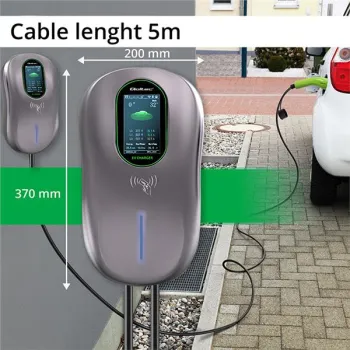 Qoltec Stacja ładowania EV Typ2 do samochodu elektrycznego i hybryd | 22kW | LCD | 2 Karty EV | 3 fazy | Wallbox | Hote