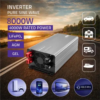 Qoltec Przetwornica napięcia Pure Sine Wave | 12V na 230V | 4000/8000W | USB | Kompatybilna z LiFePO4 GEL AGM-1435808