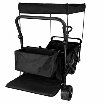Wózek transportowy LUARO plażowy składany z daszkiem i siatką 120l czarny-1430679