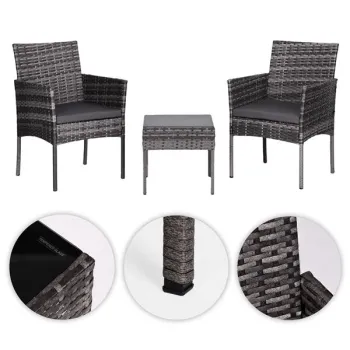 Komplet mebli ogrodowych z technorattanu 2 krzesła stolik szary MultiGarden-1431642