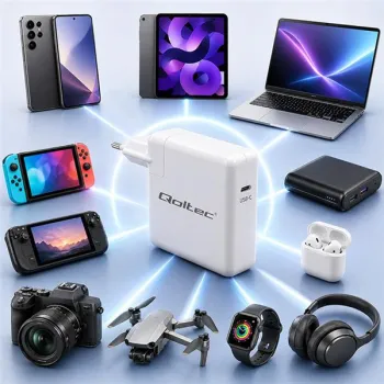 Qoltec Ładowarka Super Fast Power Delivery 96W | USB-C 3.0 | 5-20V | 3-4.8A | Laptop | Mcbook | Smartfon-1435480