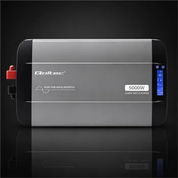 Qoltec Przetwornica napięcia Pure Sine Wave | 12V na 230V | 2500/5000W | LCD | USB | USB-C | Kompatybilna z LiFePO4 GEL