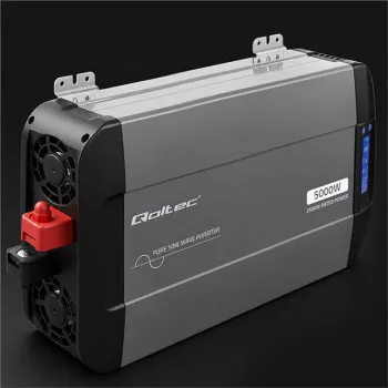 Qoltec Przetwornica napięcia Pure Sine Wave | 12V na 230V | 2500/5000W | LCD | USB | USB-C | Kompatybilna z LiFePO4 GEL