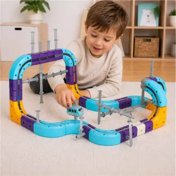 Klocki magnetyczne konstrukcyjne tor wyścigowy auto 87 elementów-1434604