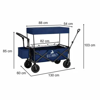 Wózek transportowy LUARO plażowy składany z daszkiem i siatką 120l granatowy-1431825