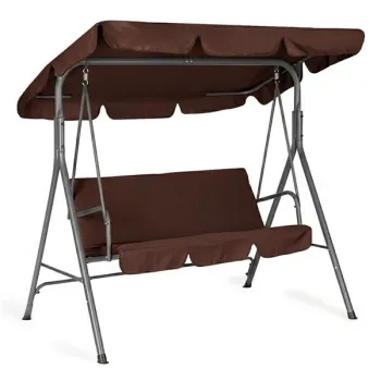 Huśtawka ogrodowa 3-osobowa bujana wolnostojąca stalowa brązowa MultiGarden-1430789