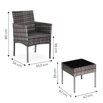 Komplet mebli ogrodowych z technorattanu 2 krzesła stolik szary MultiGarden-1431645