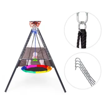 Plac zabaw dla dzieci huśtawka ogrodowa 4w1 kosz do koszykówki bocianie gniazdo ECOTOYS-1434660