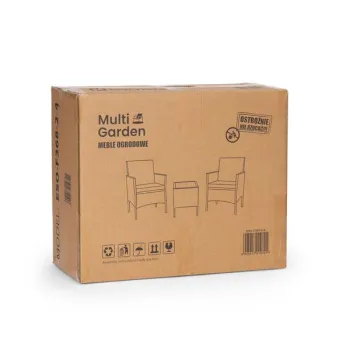 Komplet mebli ogrodowych z technorattanu 2 krzesła stolik szary MultiGarden-1431644