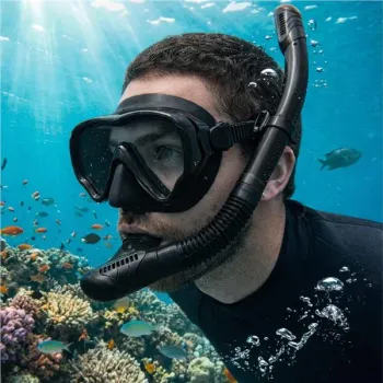 Maska do snurkowania okulary rurka fajka zestaw czarny-1431843
