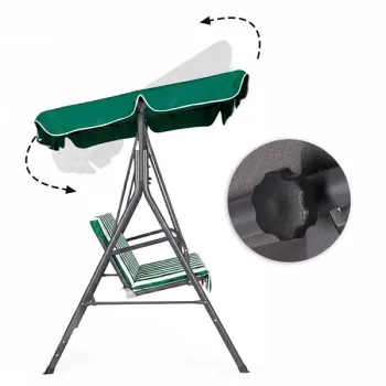 Huśtawka ogrodowa 3-osobowa bujana wolnostojąca stalowa w paski zielono-białe MultiGarden-1430800