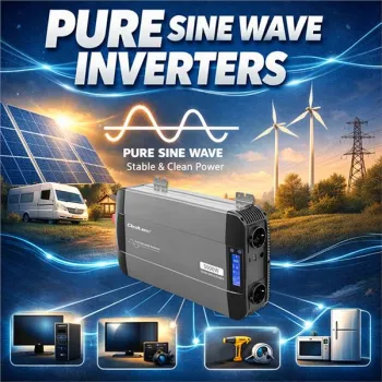 Qoltec Przetwornica napięcia Pure Sine Wave | 12V na 230V | 2500/5000W | LCD | USB | USB-C | Kompatybilna z LiFePO4 GEL