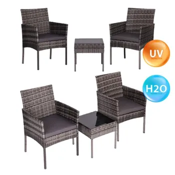Komplet mebli ogrodowych z technorattanu 2 krzesła stolik szary MultiGarden