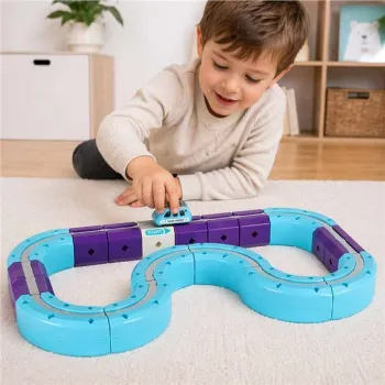 Klocki magnetyczne konstrukcyjne tor wyścigowy auto 87 elementów-1434605