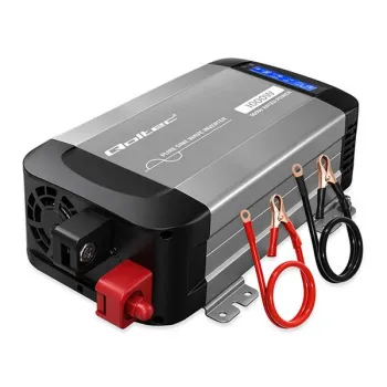 Qoltec Przetwornica napięcia Pure Sine Wave | 12V na 230V | 500/1000W | LCD | USB | USB-C | Kompatibilność z LiFePo4 