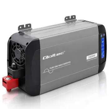 Qoltec Przetwornica napięcia Pure Sine Wave | 12V na 230V | 1000/2000W | LCD | USB | USB-C | Kompatybilna z LiFePO4 GEL