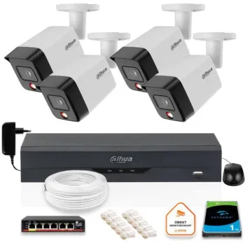 Zestaw monitoringu IP Dahua 4 Kamery zewnętrzne 6mpx dysk twardy
