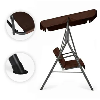 Huśtawka ogrodowa 3-osobowa bujana wolnostojąca stalowa brązowa MultiGarden-1430792