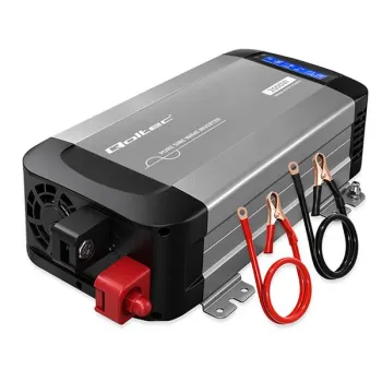Qoltec Przetwornica napięcia Pure Sine Wave | 12V na 230V | 1000/2000W | LCD | USB | USB-C | Kompatybilna z LiFePO4 GEL