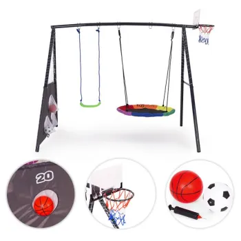 Plac zabaw dla dzieci huśtawka ogrodowa 4w1 kosz do koszykówki bocianie gniazdo ECOTOYS-1434661