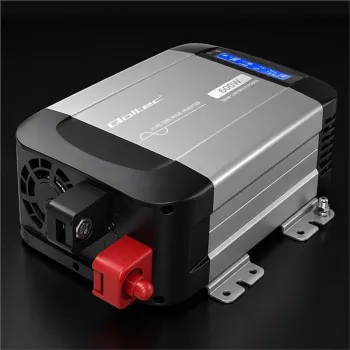 Qoltec Przetwornica napięcia Pure Sine Wave | 12V na 230V | 300/600W | LCD | USB | USB-C | Kompatybilna z LiFePO4 GEL A