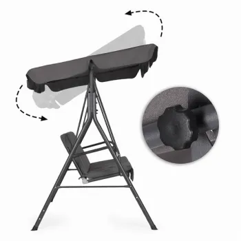 Huśtawka ogrodowa 3-osobowa bujana wolnostojąca stalowa szara MultiGarden-1430780