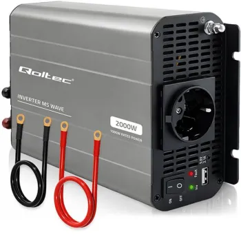 Qoltec Przetwornica napięcia MS Wave | 12V na 230V | 1000/2000W | USB | Kompatybilna z LiFePO4 GEL AGM