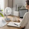 Wentylator biurkowy wiatrak przenośny bezprzewodowy USB z akumulatorem regulowany 4 poziomy mocy LED 38cm biały-144124