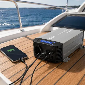 Qoltec Przetwornica napięcia Pure Sine Wave | 12V na 230V | 1000/2000W | UPS BYPASS | LCD | USB | USB-C | Kompatybilna 