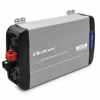 Qoltec Przetwornica napięcia Pure Sine Wave | 12V na 230V | 2000/4000W | UPS BYPASS | LCD | USB | USB-C | Kompatybilna 