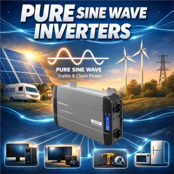 Qoltec Przetwornica napięcia Pure Sine Wave | 12V na 230V | 2500/5000W | LCD | USB | USB-C | Kompatybilna z LiFePO4 GEL