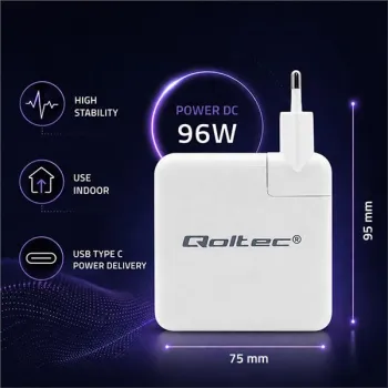 Qoltec Ładowarka Super Fast Power Delivery 96W | USB-C 3.0 | 5-20V | 3-4.8A | Laptop | Mcbook | Smartfon-1440169