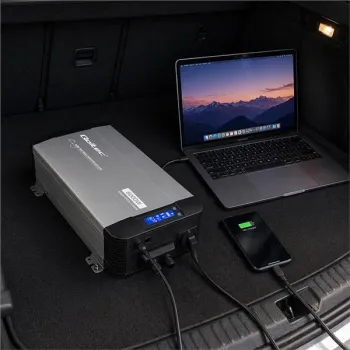 Qoltec Przetwornica napięcia Pure Sine Wave | 12V na 230V | 3000/6000W | UPS BYPASS | LCD | USB | USB-C | Kompatybilna 