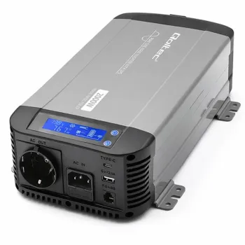 Qoltec Przetwornica napięcia Pure Sine Wave | 12V na 230V | 1000/2000W | UPS BYPASS | LCD | USB | USB-C | Kompatybilna 
