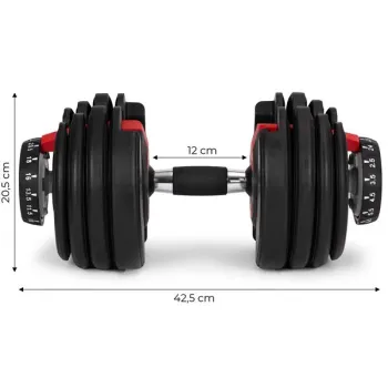 Hantel regulowany żeliwny z podstawką obciążenie 2,5-24 kg MOVEPRO-1440179