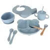 Naczynia silikonowe dla dzieci zestaw 8 elementów niebieski-837880