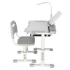 Biurko dziecięce szkolne regulowane krzesło lampka LED USB szare-837340