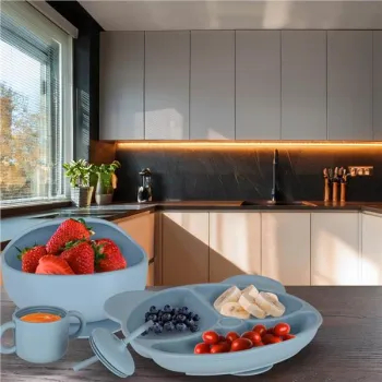 Naczynia silikonowe dla dzieci zestaw 8 elementów niebieski-837881