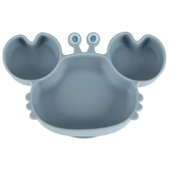 Naczynia silikonowe dla dzieci niemowląt krab zestaw 9 elementów niebieskie-837842