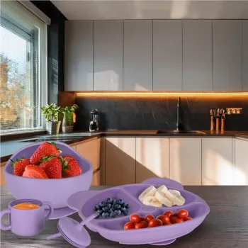 Naczynia silikonowe dla dzieci zestaw 8 elementów fioletowe-837870