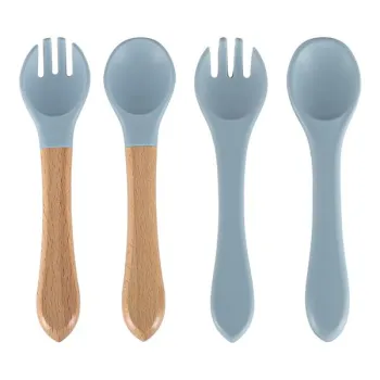 Naczynia silikonowe dla dzieci zestaw 8 elementów niebieski-837879