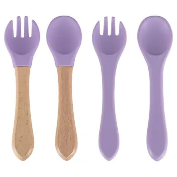 Naczynia silikonowe dla dzieci zestaw 8 elementów fioletowe-837868