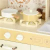 Kuchnia dla dzieci drewniana kran z wodą dźwięki światła 90cm beżowa-838285
