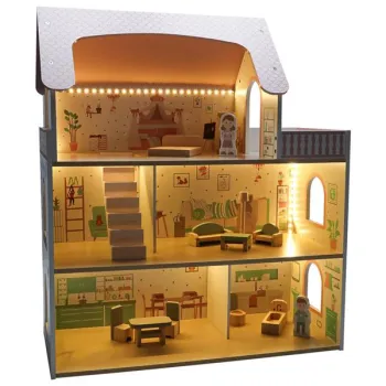 Domek dla lalek drewniany LULILO Peonio 70cm LED róż-838300